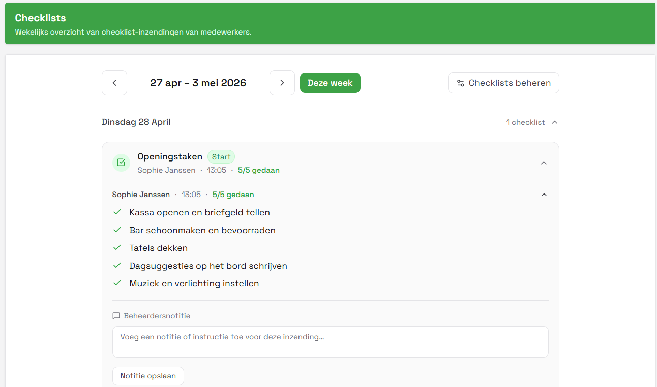Checklists beheer